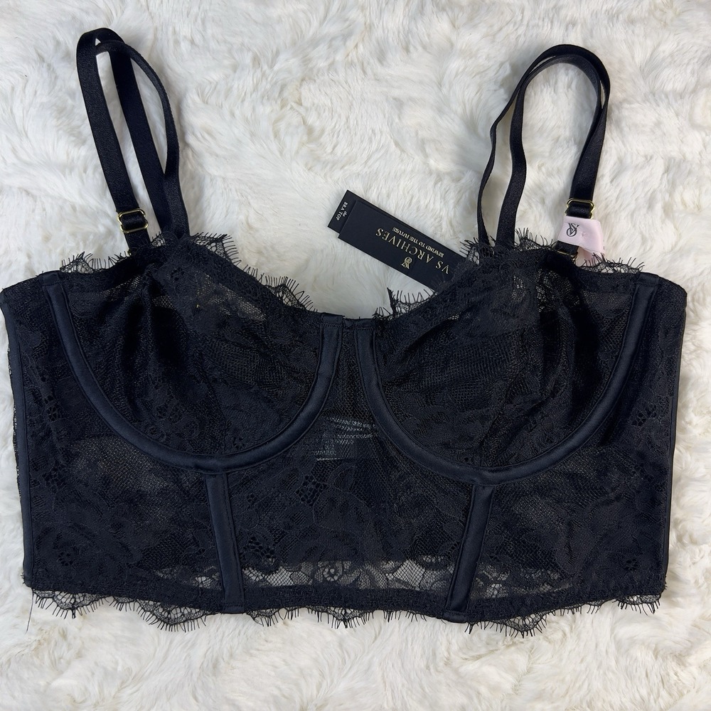 Victoria's Secret Very Sexy VS Archives Strappy Lace Bra Top Black 32B NWT